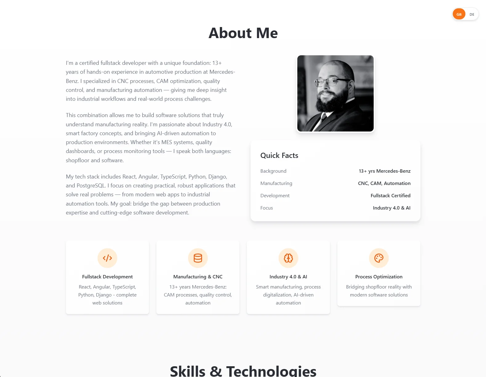 Portfolio-Website Screenshot – moderne Projektdarstellung für Selbstständige