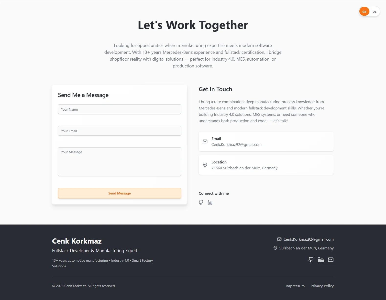 Portfolio-Website Mobilansicht – Webentwicklung Region Stuttgart